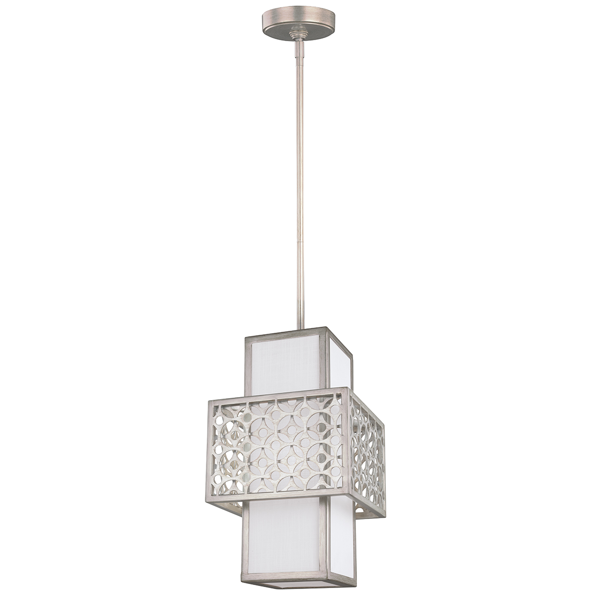 Závesná bodová lampa z teplého kovu, teplé striebro, vhodná do jedálne nad stôl Feiss