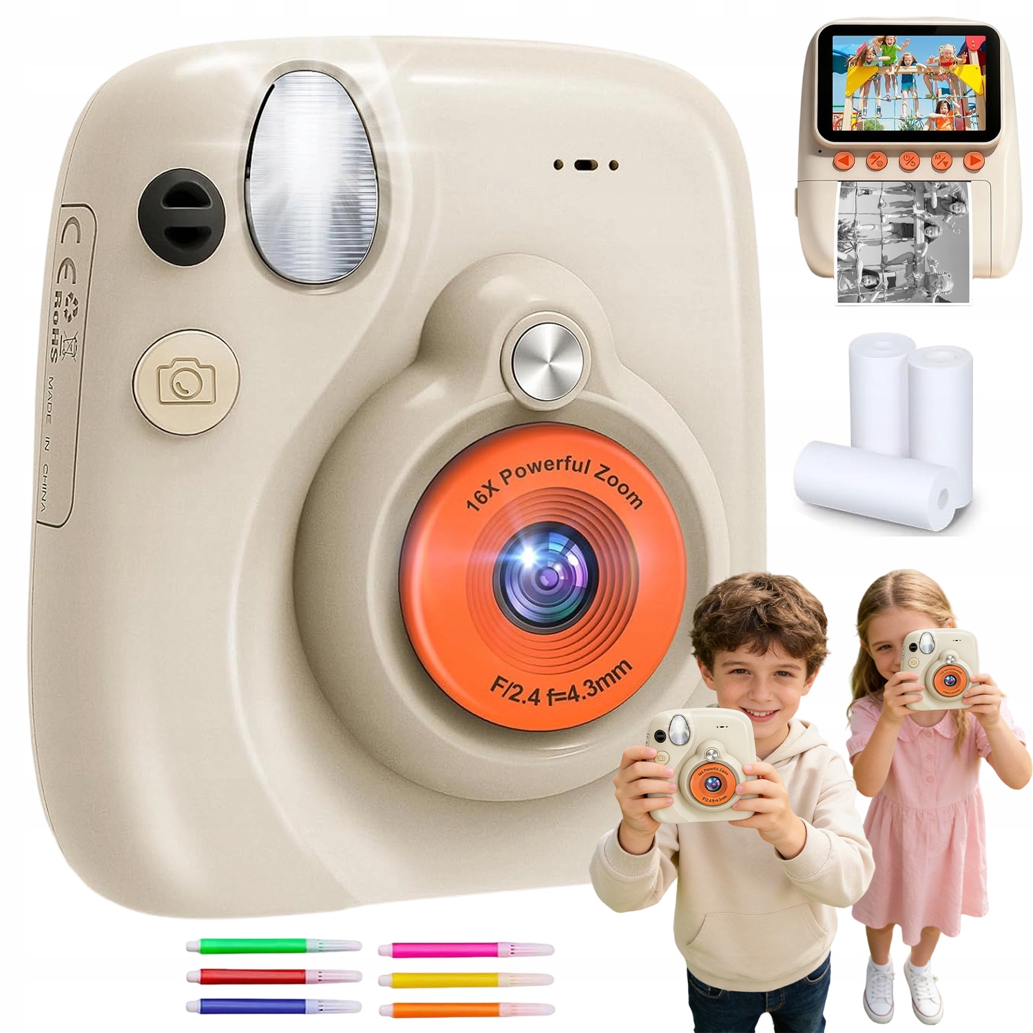 48MP Dětský Instantní Fotoaparát S 3PALCOVÝM Displejem A Barevnými Tužkami