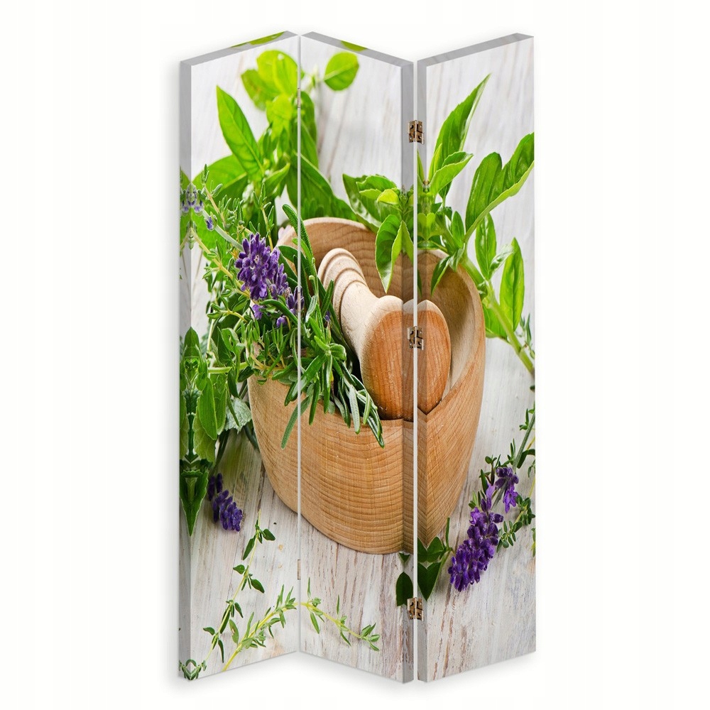 Paraván oboustranný otočný, Dřevěný hmoždíř na bylinky 110x170