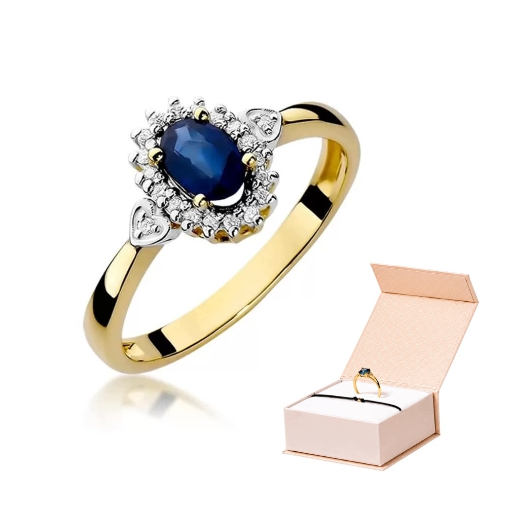 Prstýnek Se Safírem A Diamanty 0,7 ct Zlatý 585 Zlatý Náramek