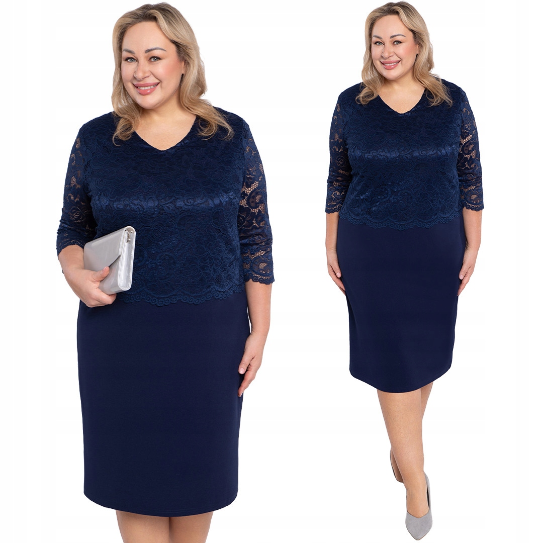 Tmavě modrá šaty s krajkou 56