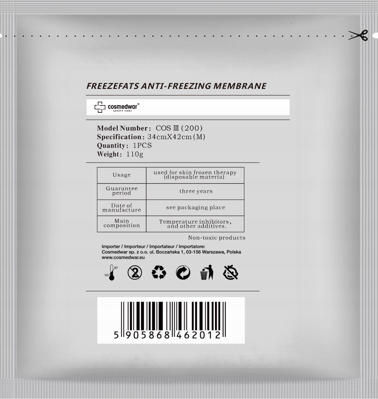 Cosmedwar kryolipolýzní Membrána 42 cm x 34 cm 1 kus