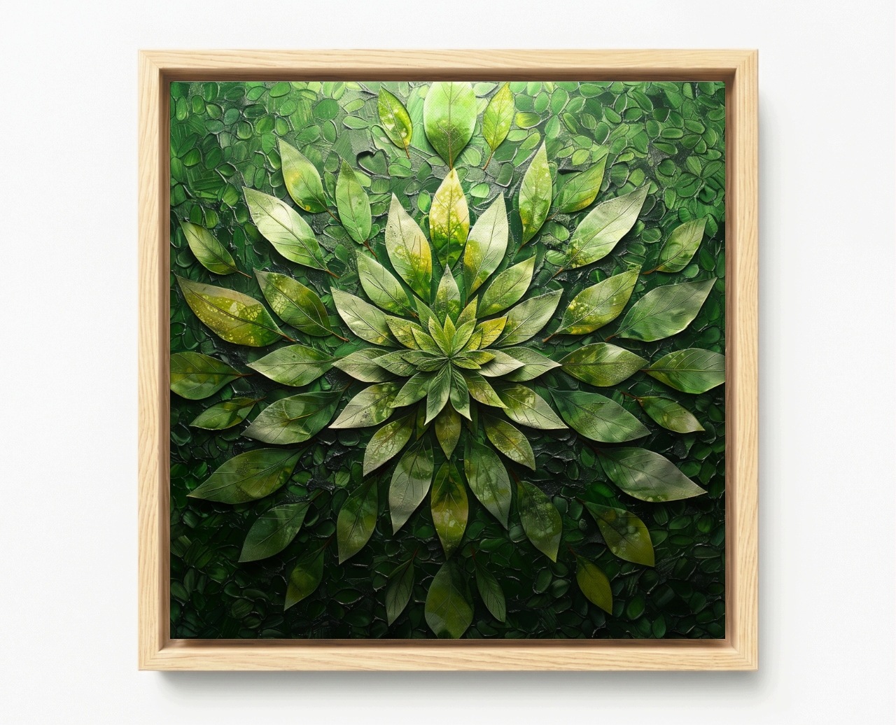 Obraz Rám American Box Zelená Mandala Z Listov Príroda Abstrakcia 60x60