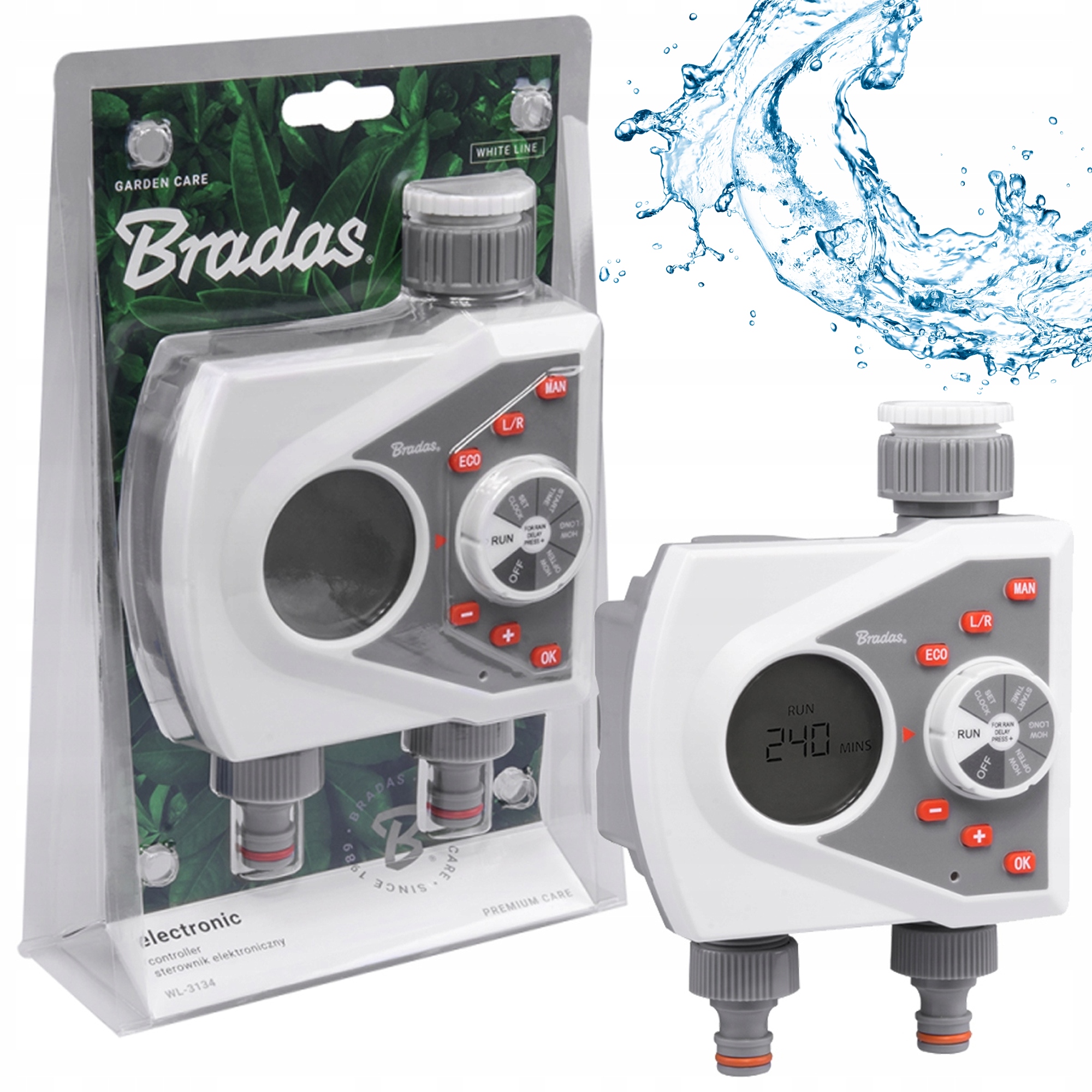 White Line Sterownik Elektroniczny 2-DROŻNY Do Nawadniania Ogrodu Bradas