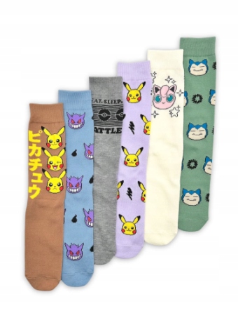 Ponožky pro mládež Sada 6 párů Pokémon Casual Crew Dlouhé