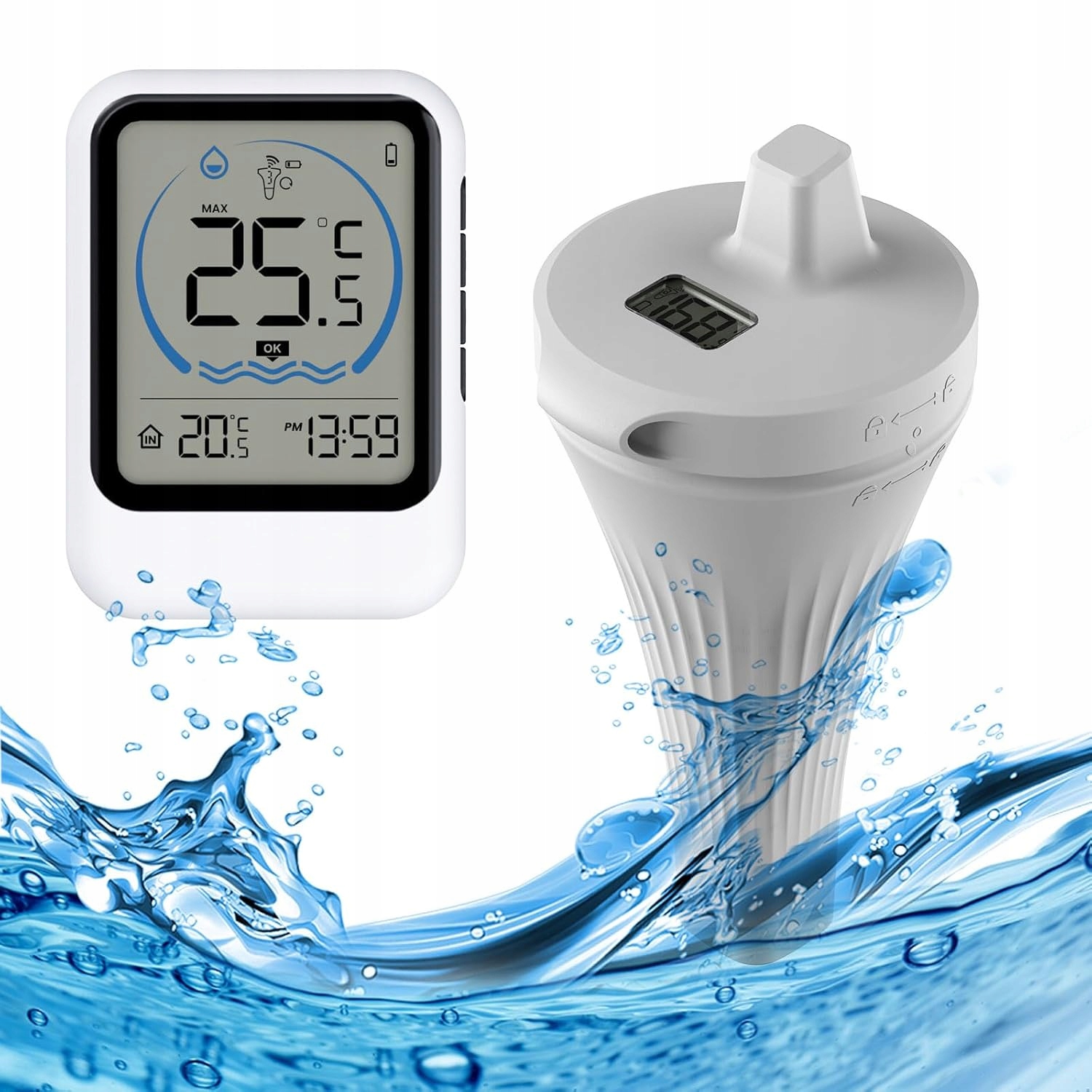 Bazénový teploměr IP68 – Bezdrátový, plovoucí snímač teploty