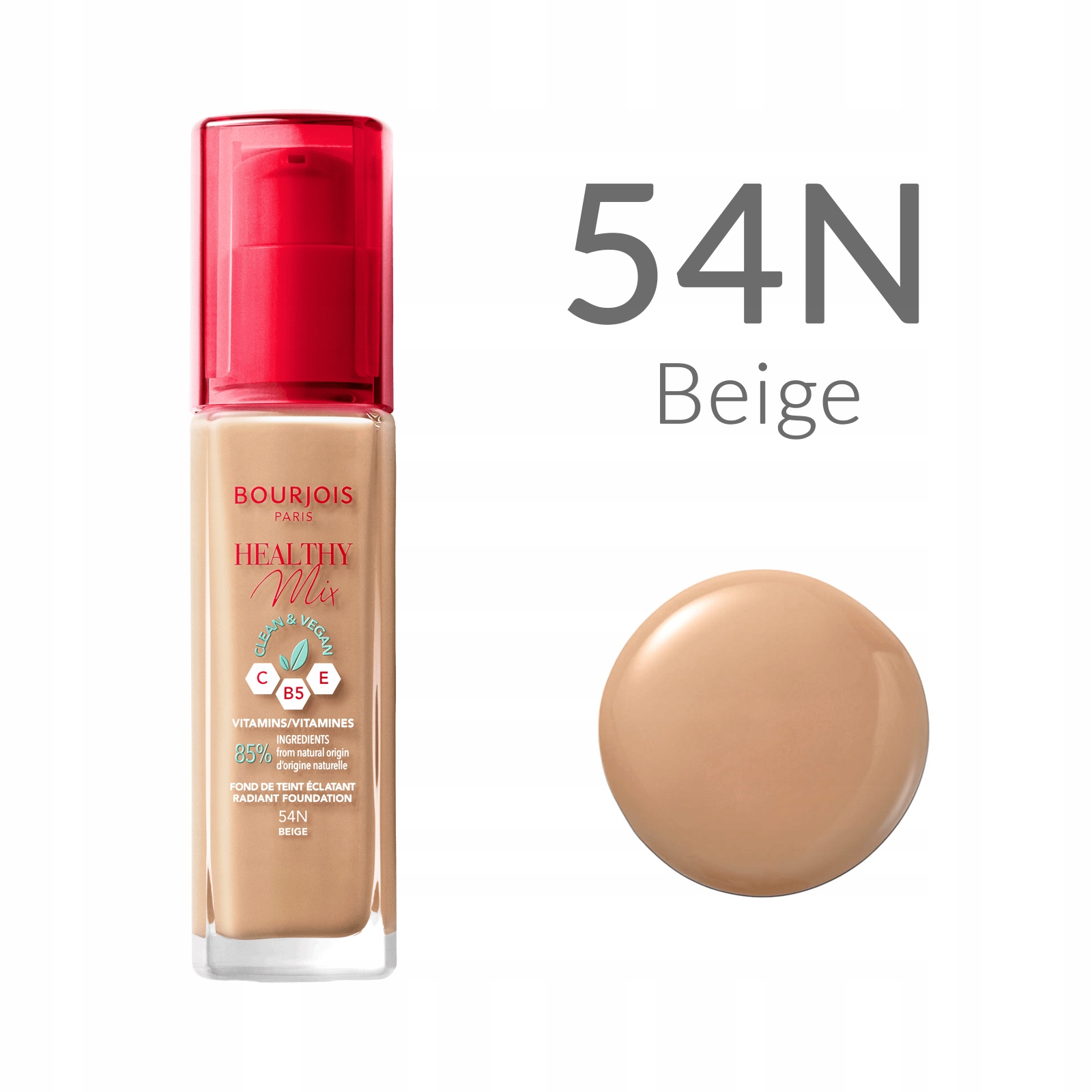 BOURJOIS PODKŁAD HEALTHY MIX CLEAN 54N BEIGE 30 ml EAN (GTIN) 3616303397265