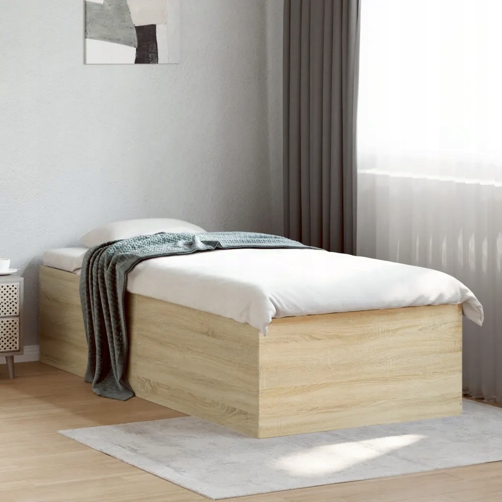 Rám postele dub sonoma 90 x 190 cm kompozitní dřevo Hnědá 3280974