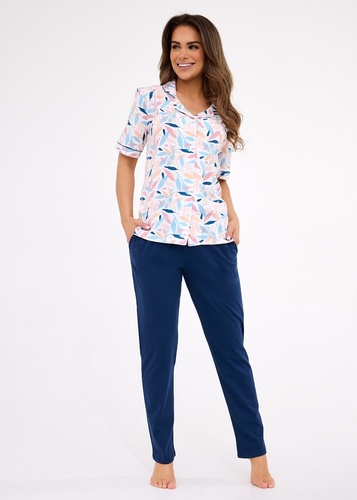 696/453 Dámské pyžamo Cornette Anette Bavlna, rozepínací