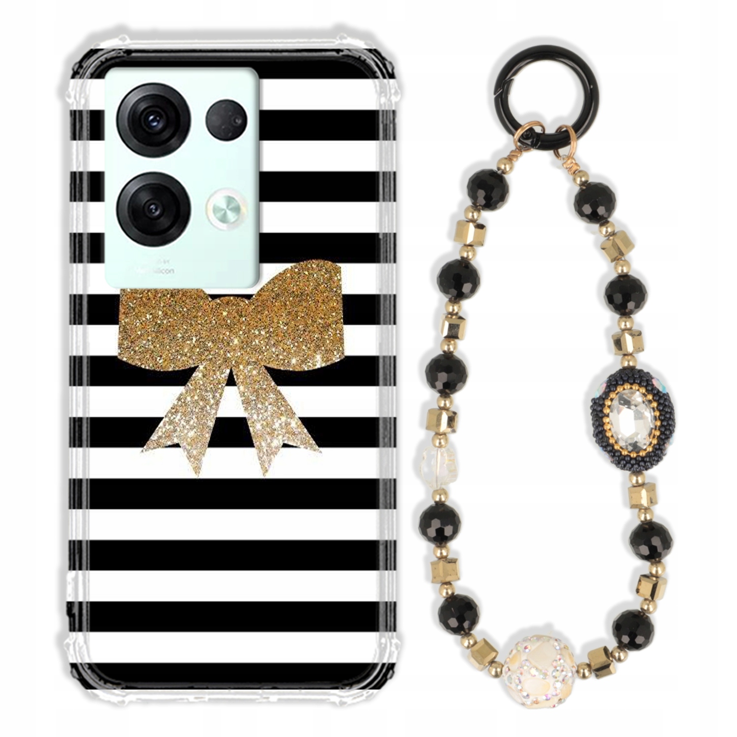 Puzdro Pre Oppo Reno 8 Pro 5G Antishock Zirkóny Čierno Zlaté|odolné|silné