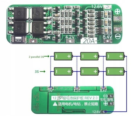 Moduł BMS PCM PCB ogniw Li-ion 3S 12V 20A 18650 Producent Inna