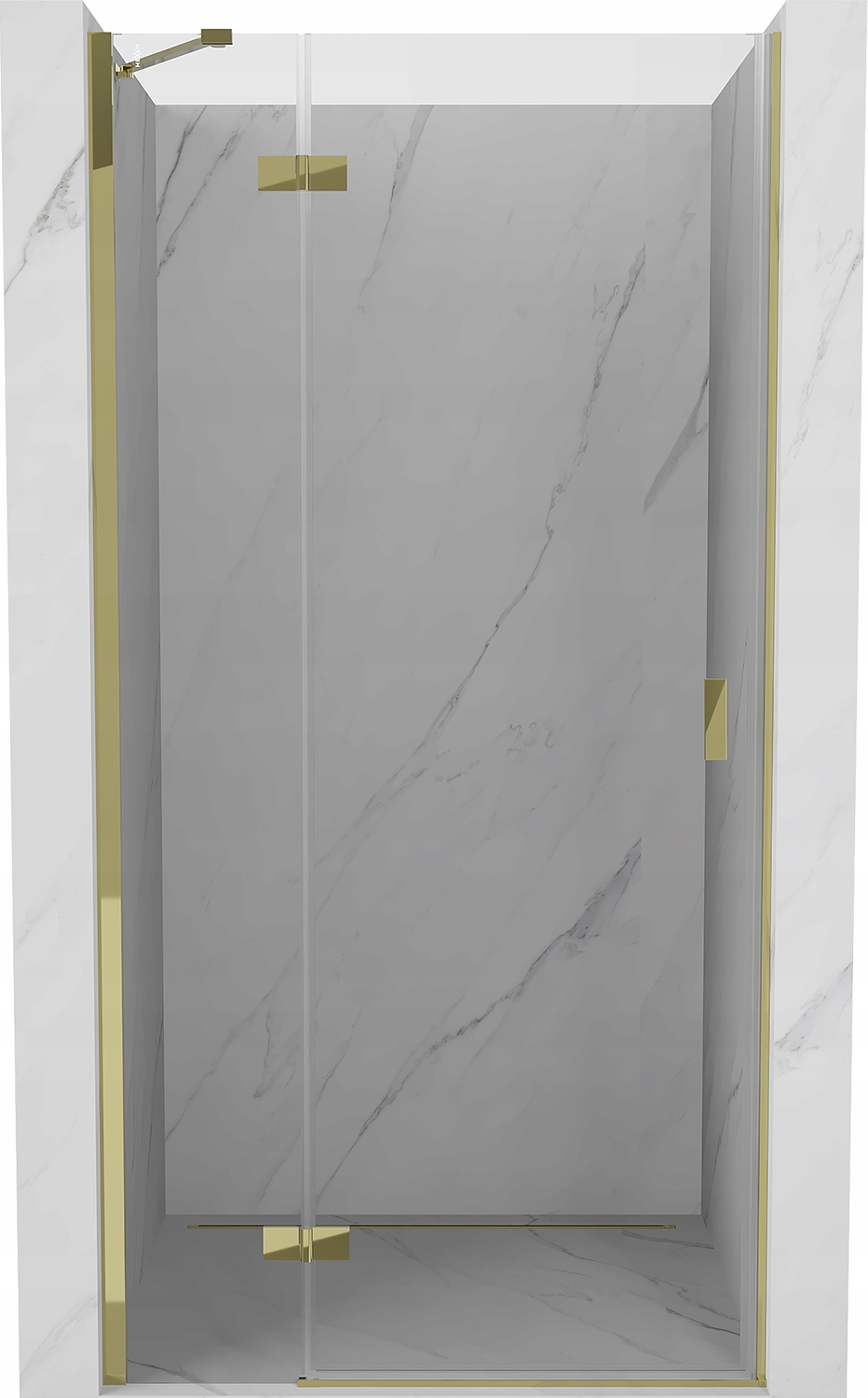 Mexen Mist-H 120 cm Levé Křídlové Sprchové Dveře, Sklo Transparentní, Zlaté