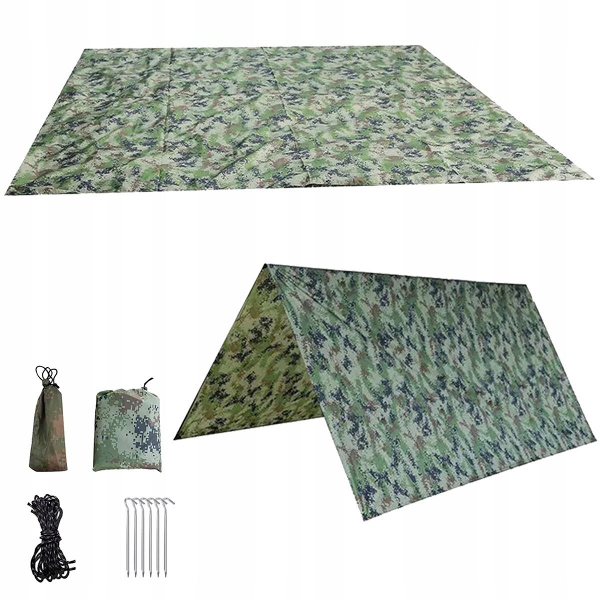 Tarp Turystyczny Płachta Biwakowa Przeciwsłoneczna Lekka 3X3M Wodoodporna