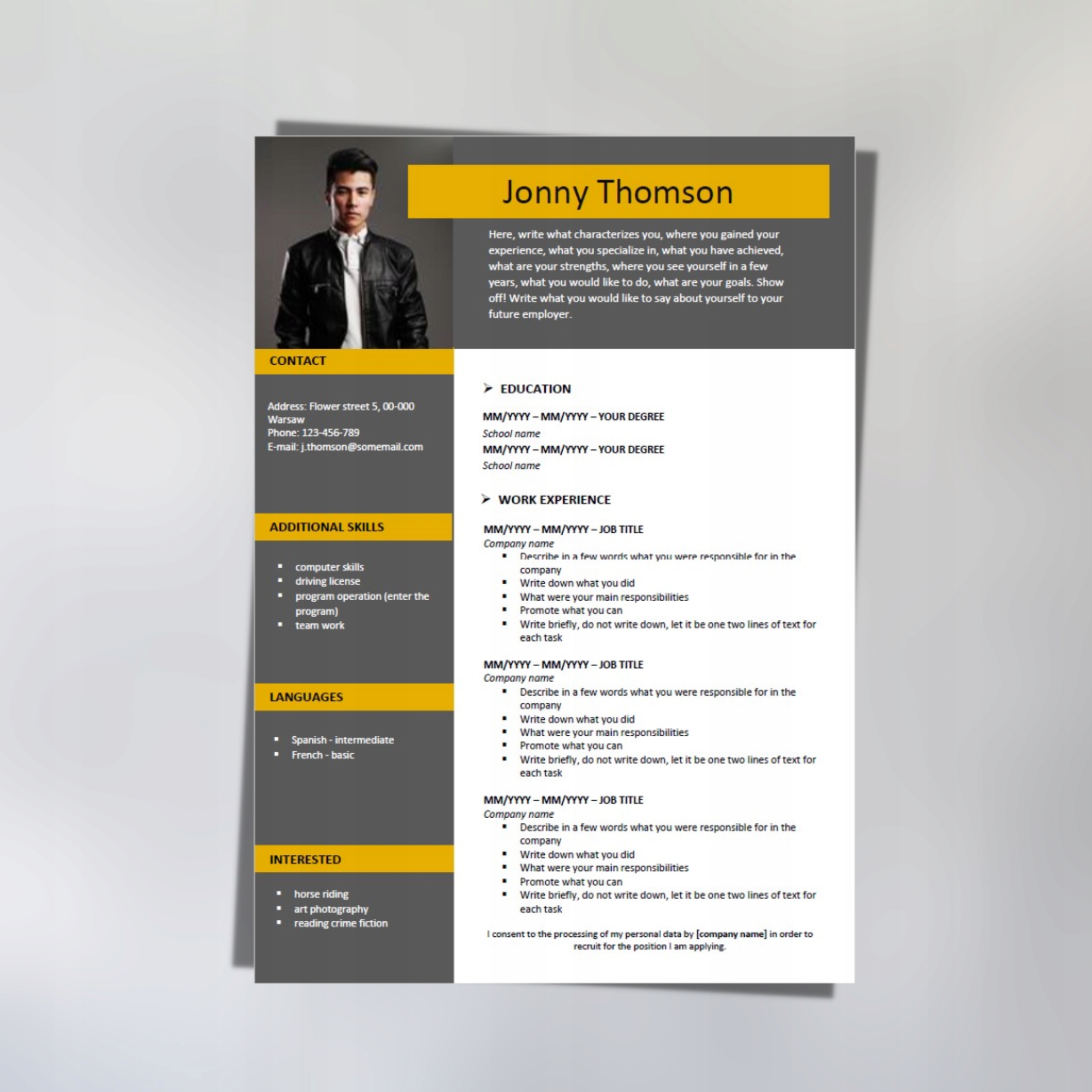 Edytowalny Szablon CV w MS Word ENG 5/22/CV Nazwa 5/22/CV ENG