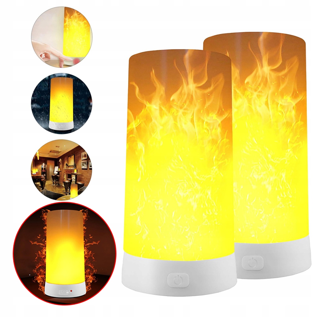 Led Světlo S Efektem Plamene Usb Dekorativní Lampa Dálkový Ovladač 2KS