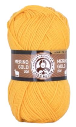 Włóczka Madame Merino Gold 200 Żółta kol. 029