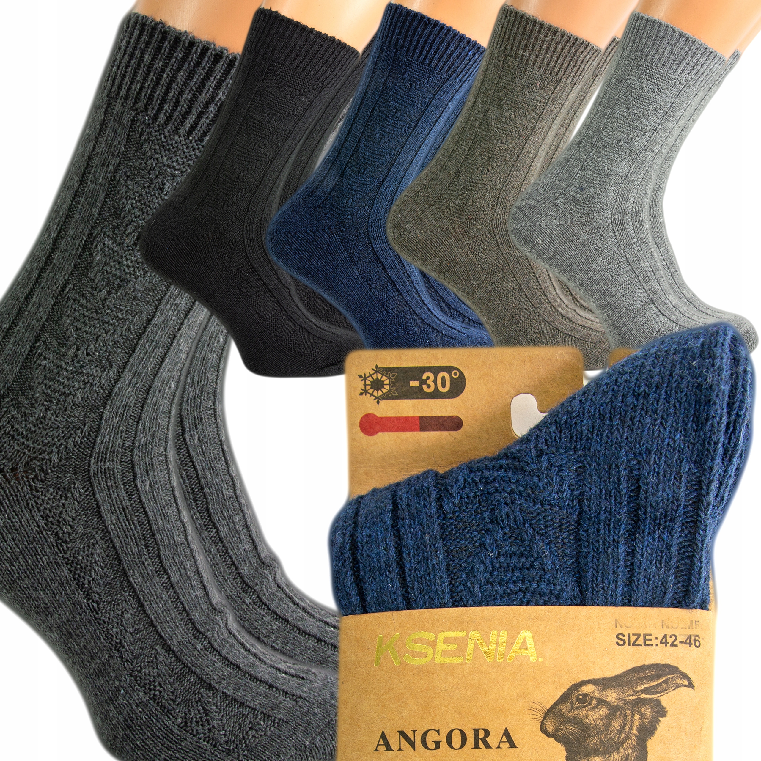 Pánské ponožky Vlněné Angora odolné, teplé, beztlakové Trekking 42-46