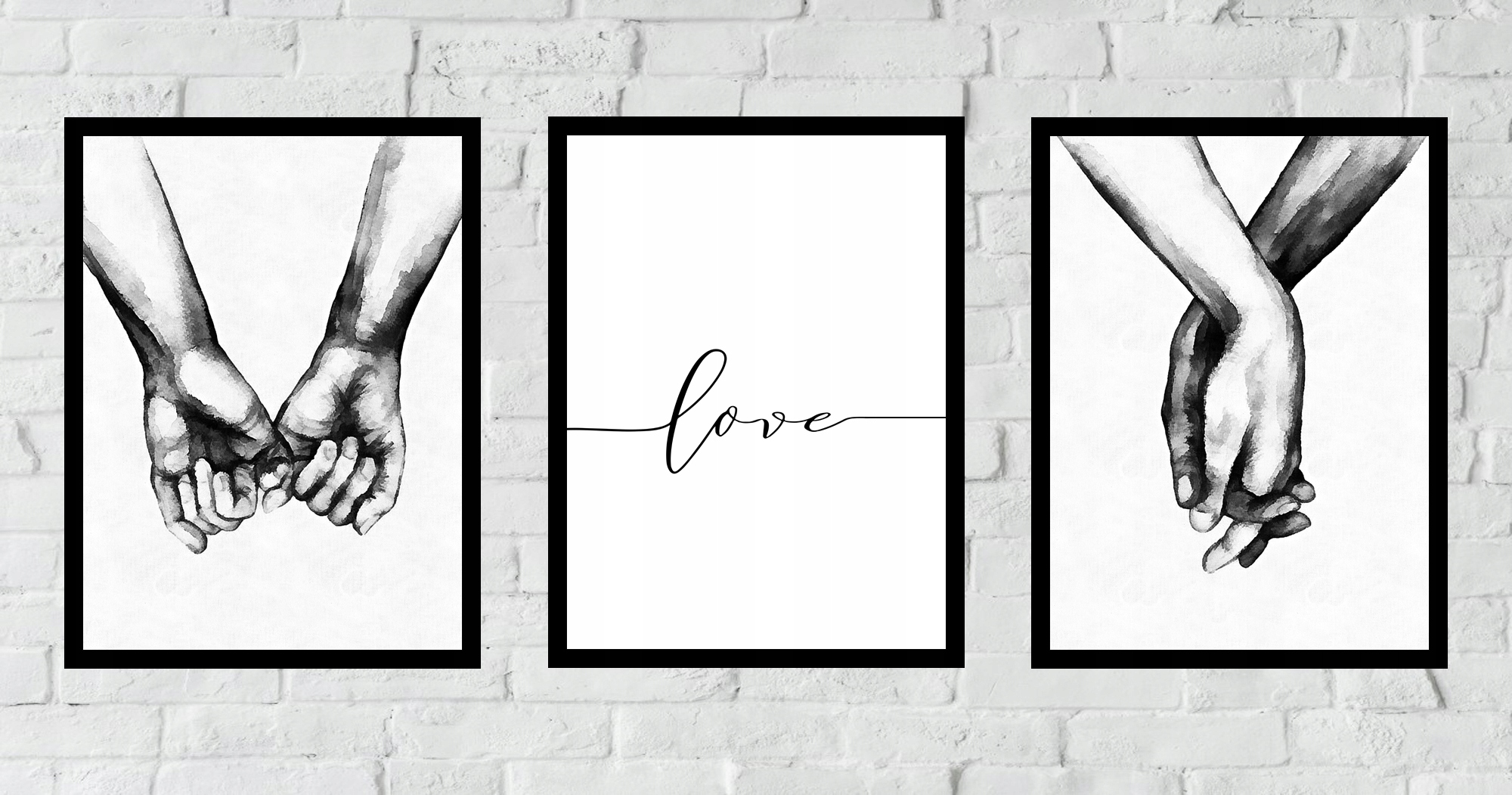 30x40 3x OBRAZY W RAMIE PLAKATY RAMKA DŁONIE LOVE Marka inna