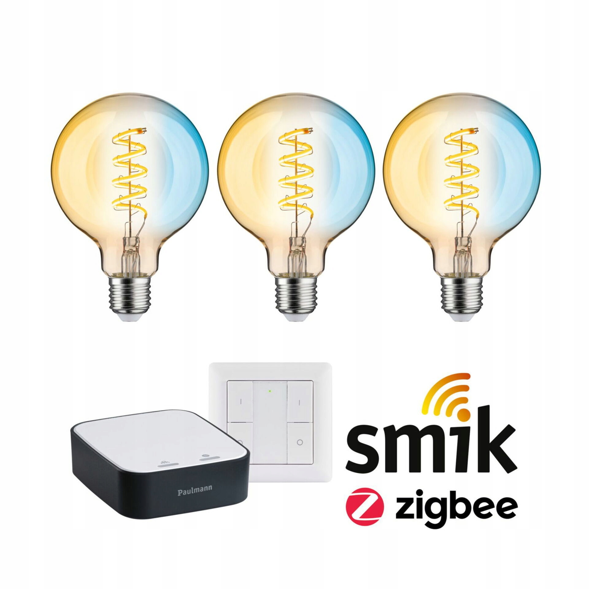 Paulmann Zigbee 3.0 štartovacia sada: Gateway 3x Led G95 Filament vypína