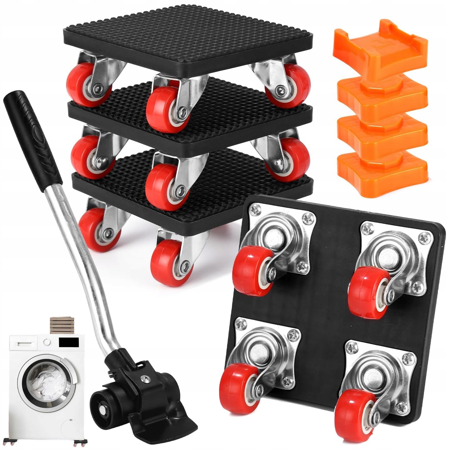 Sada Koleček X4 Pro Přepravu Posouvání Nábytku, Brzdy 500 Kg, Dlouhé, Tiché