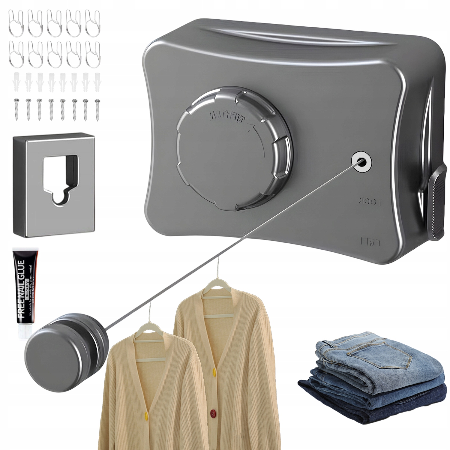 Levně Výsuvná Nástěnná Linka Na Prádlo Z Nerezová Ocel 304 Do Interiéru