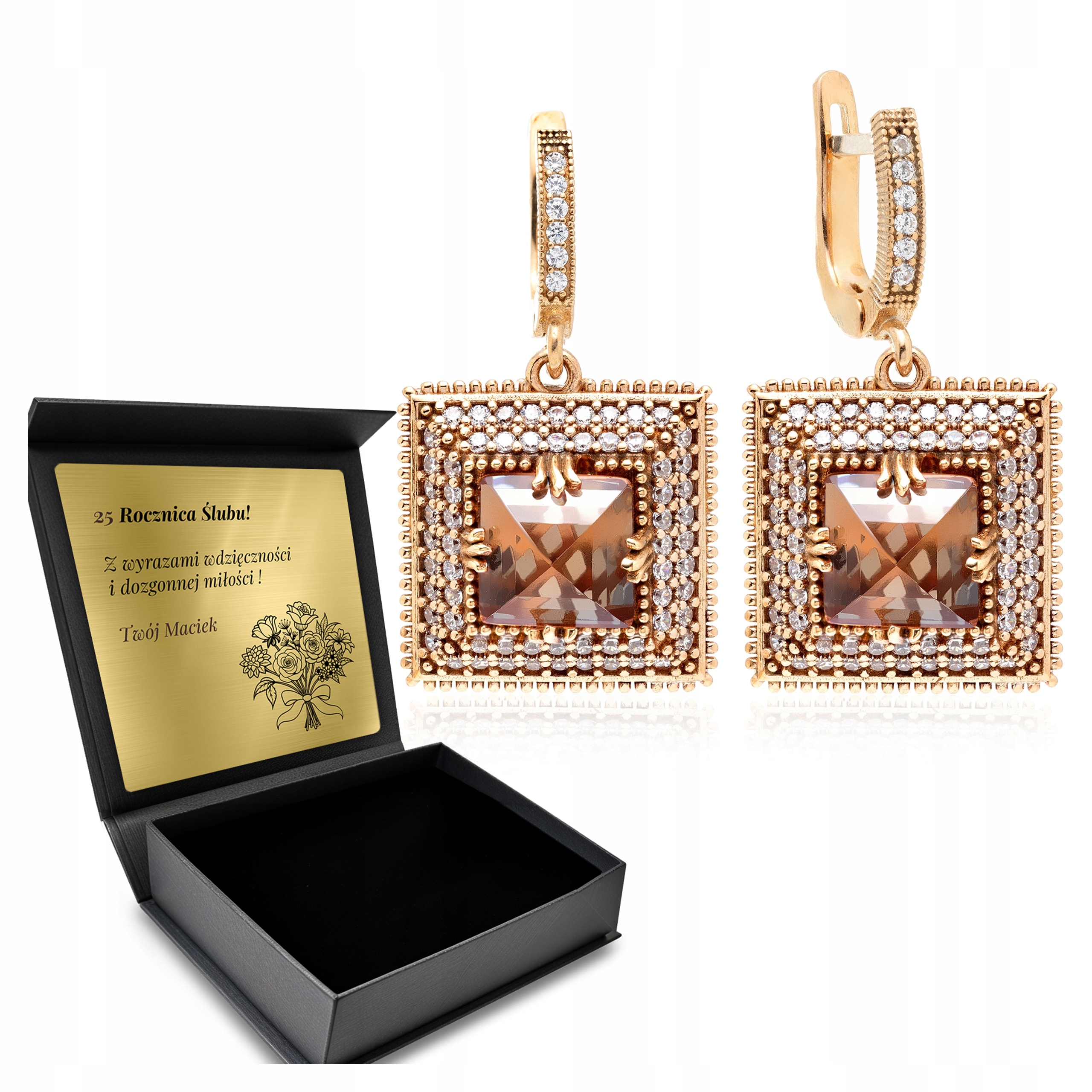 Stříbrné Náušnice 925 Zirkony Sultán Dárek pro ženu Gravírování