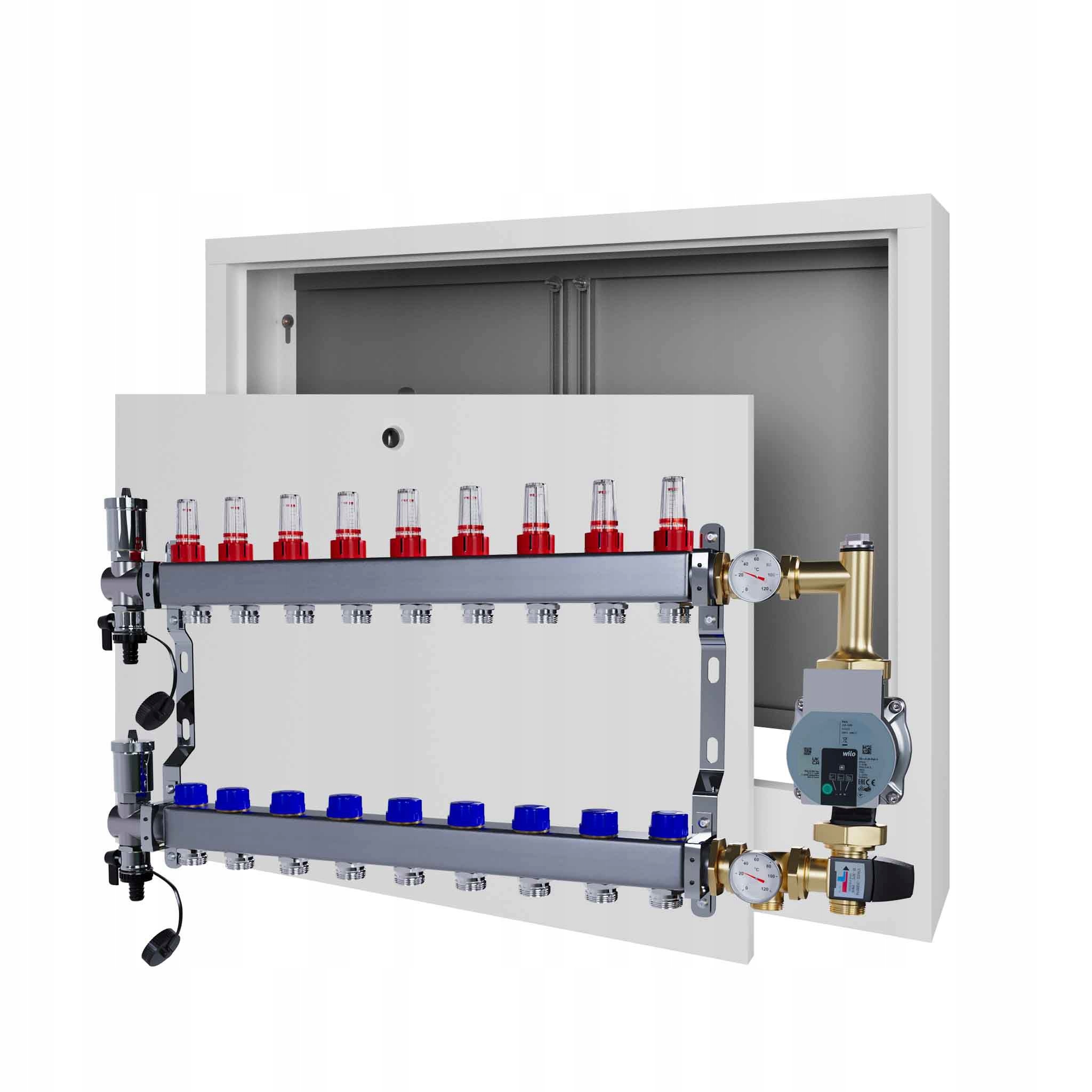 Nerezový rozdělovač pro podlahu 9 čerpadlo Wilo a nástěnný box