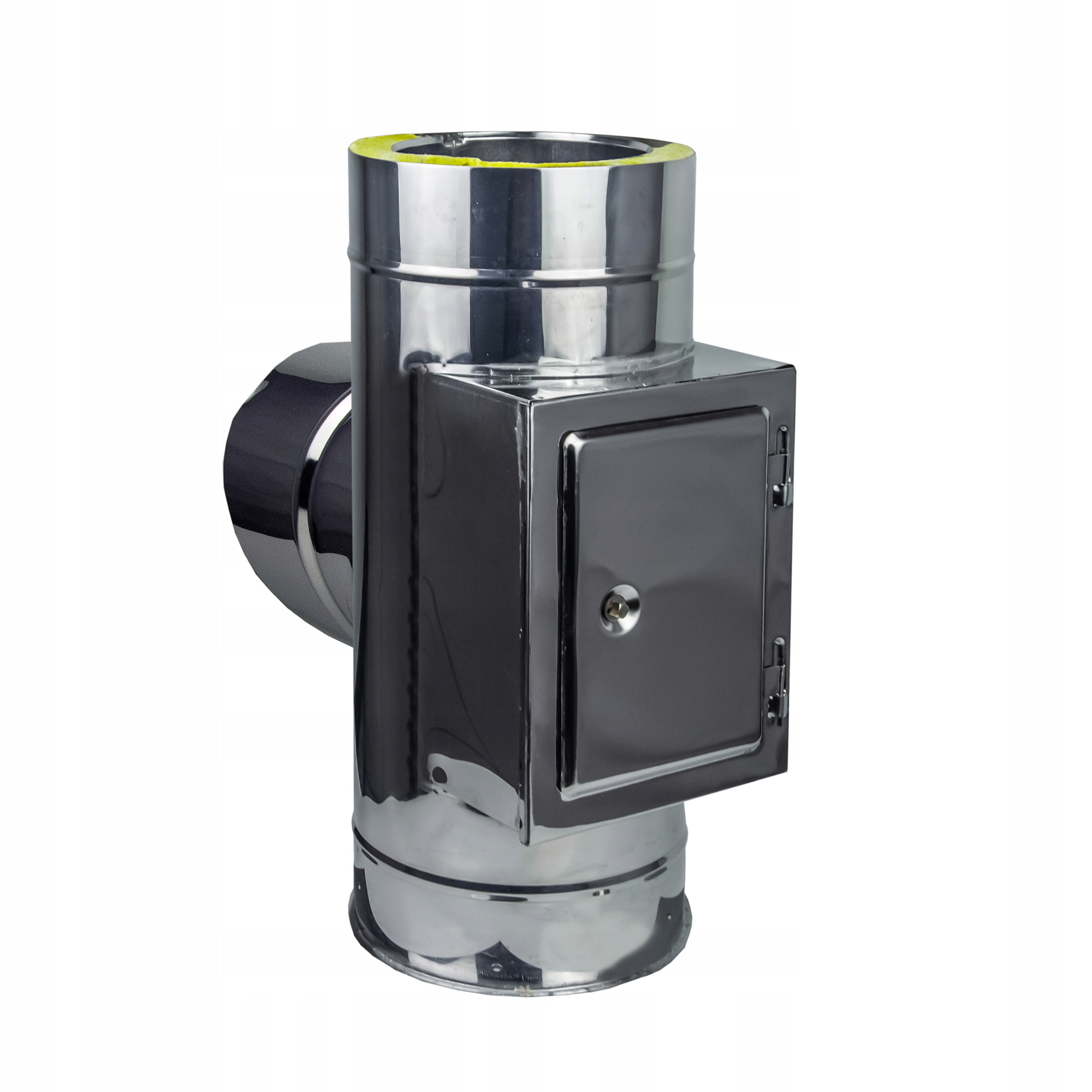 Kd T-rozdělovač izolovaný fi 160 gr. 0,8 mm 90 st s čističem a dveřmi