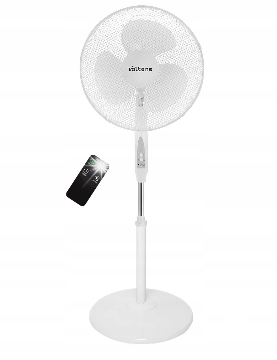 Wentylator Stojący Biały Z Pilotem Volteno 40CM