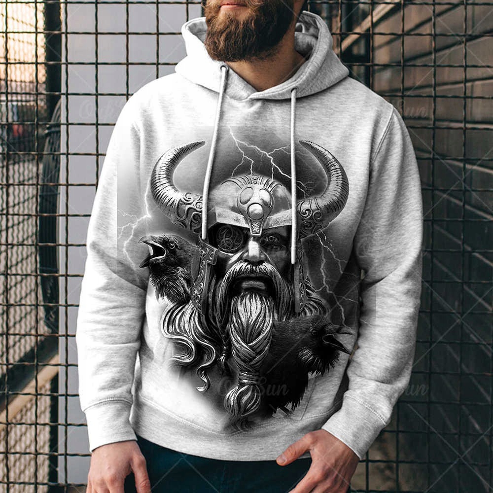 BLUZA MĘSKA EFEKT 3D KAPTUR NADRUK VIKING S Rodzaj inny