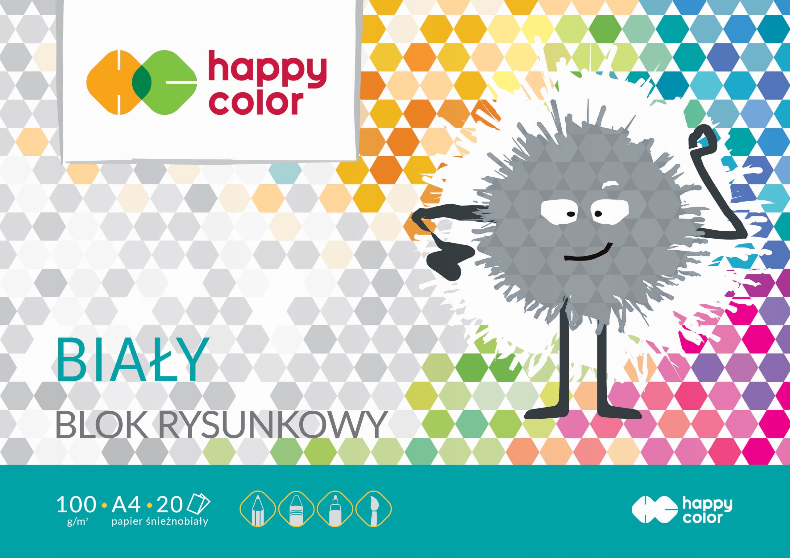 

Blok rysunkowy biały A4, 100g, 20 ark, Happy Color