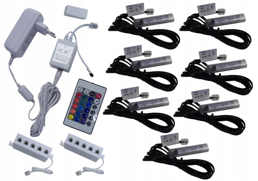 7 x Rgb Led klipy pro polic skel a klip Komplet