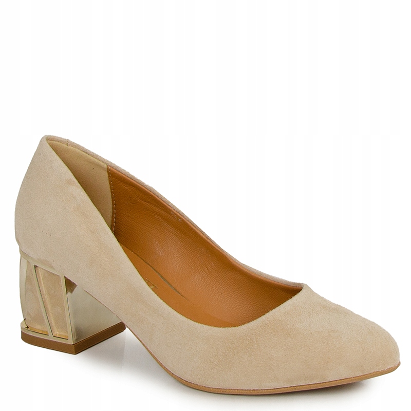 Laroni 3434 Lodičky Kůže Semiš Béžová Ozdobný Podpatek 41