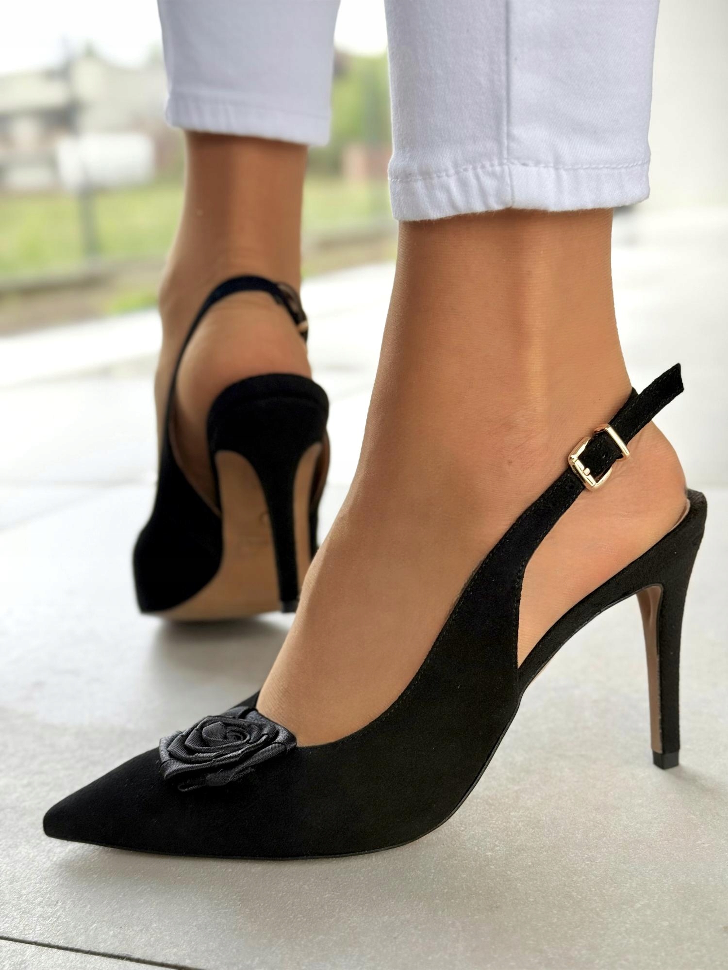 Černé lodičky Oleksy z přírodní kůže Polské výroby R37