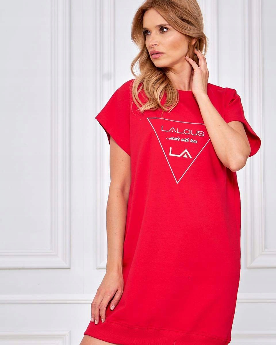 Šaty Červená Pletenina 0478 Lalous vel L