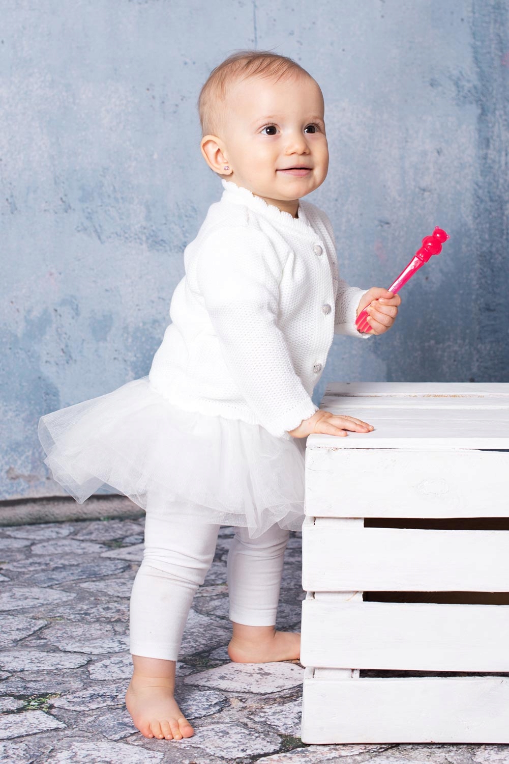 Ażurkowy Sweterek Niemowlęcy Różowy 104 Rękaw długi rękaw