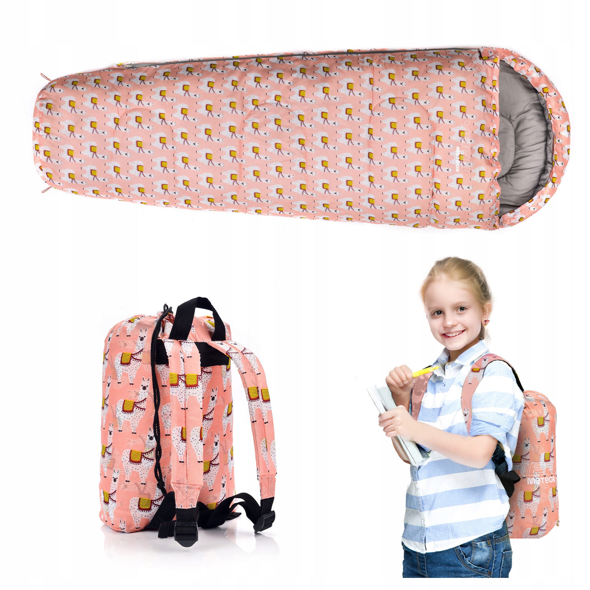 Śpiwór dziecięcy mumia turystyczny ciepły dla dzieci kaptur pokrowiec 155cm