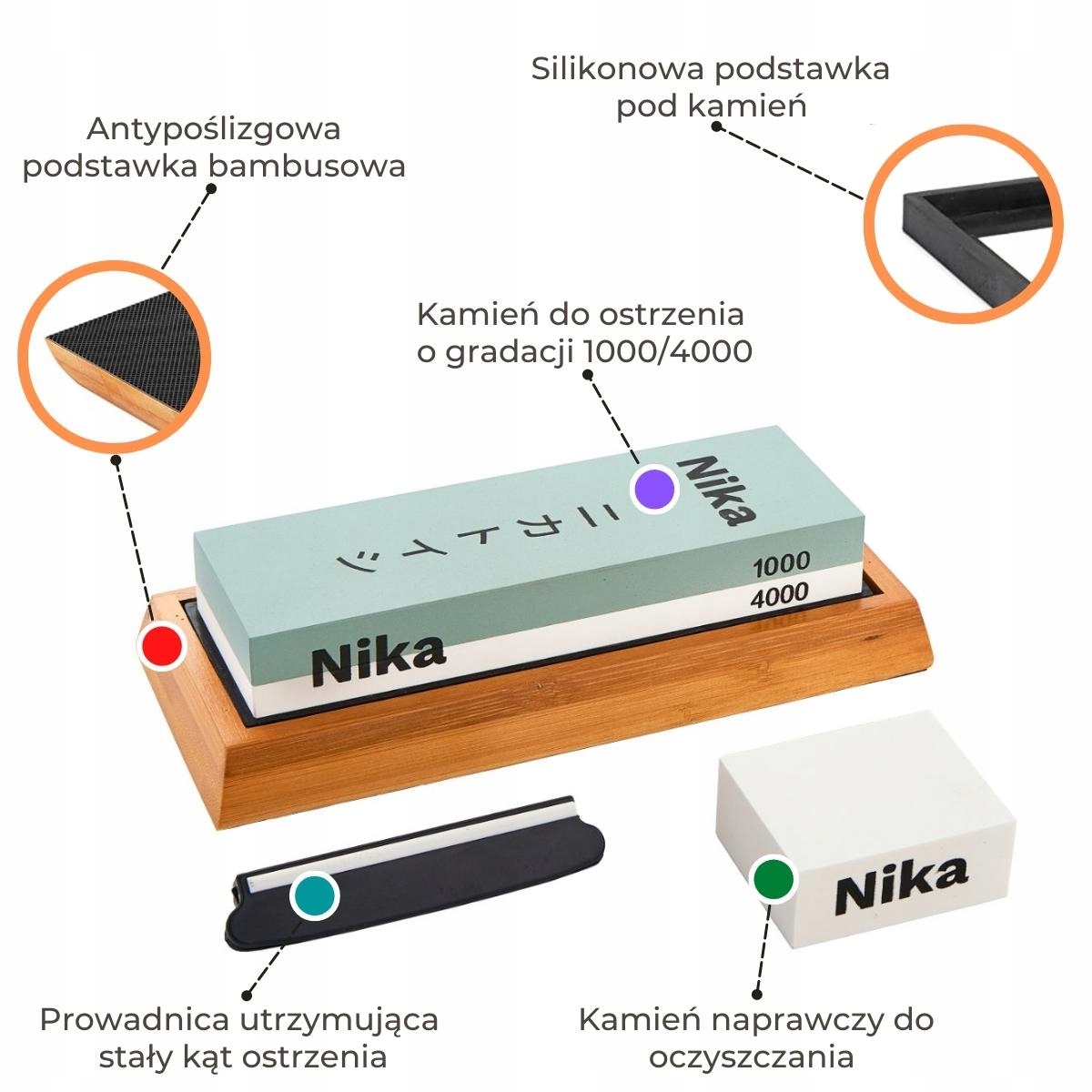 NIKA 1000/4000 Zest Kamień d Ostrzenia Ostrzałka Marka Nika