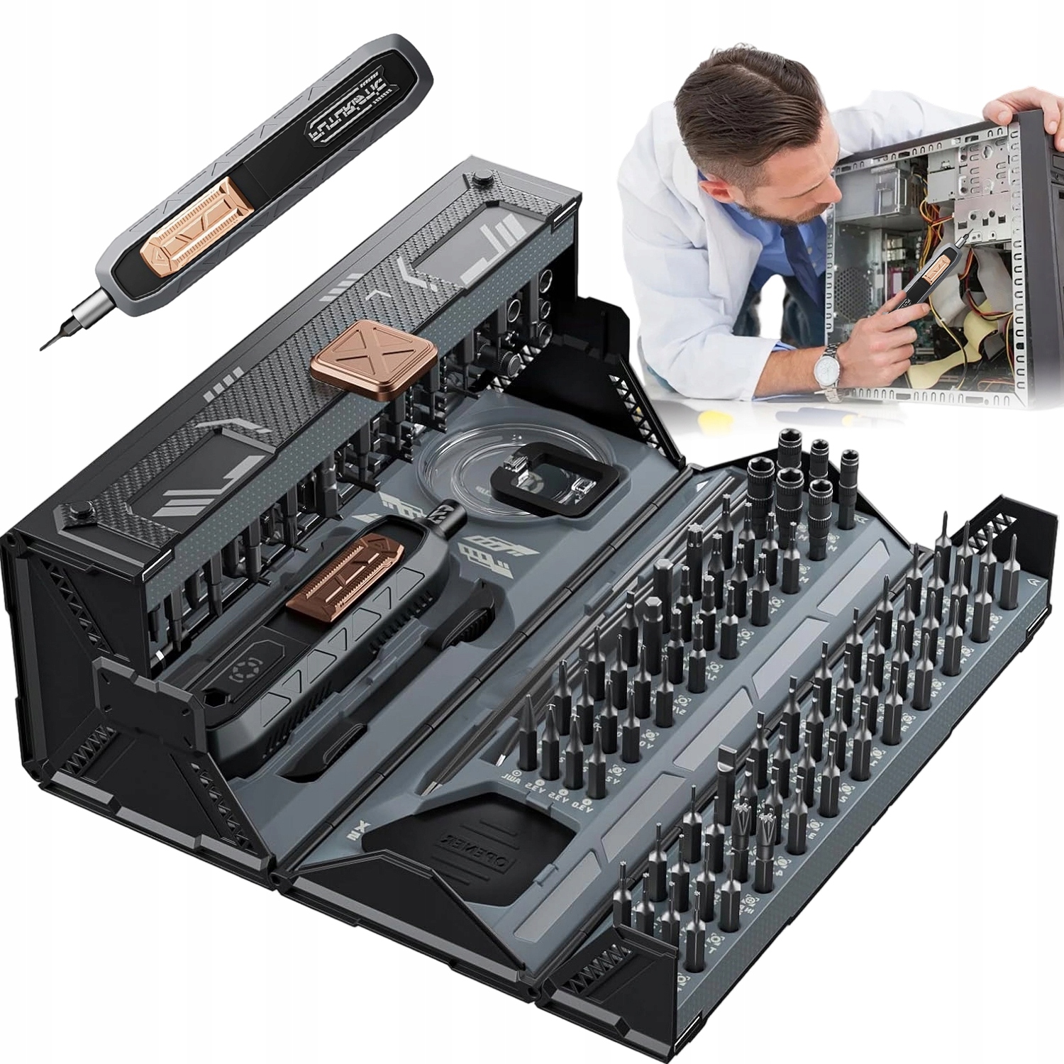 Sada Akumulátorových Šroubováků Přesný Elektrický 160BITŮ Pouzdro