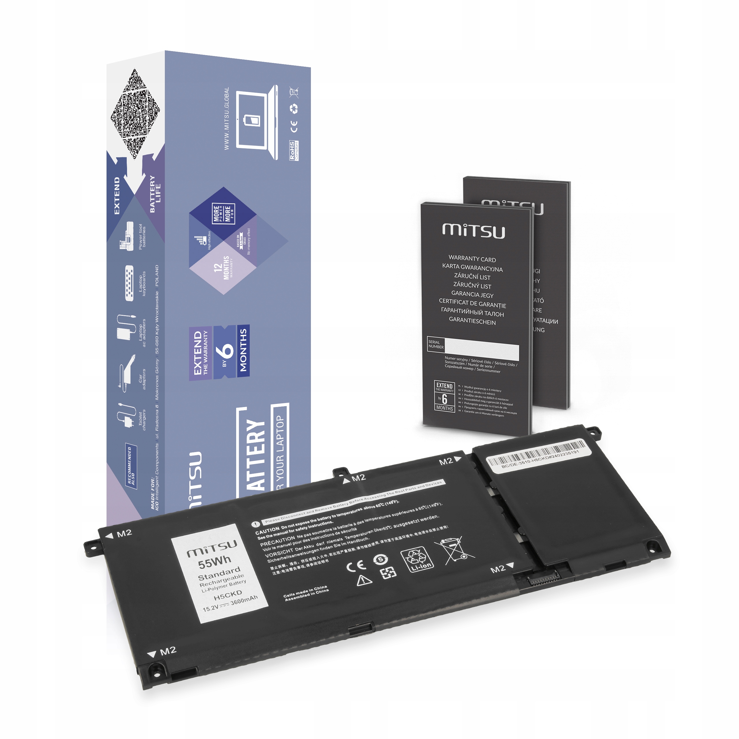 Bateria Mitsu do Dell Latitude 15 (3510) Inspiron 13 (7306) 15.2V