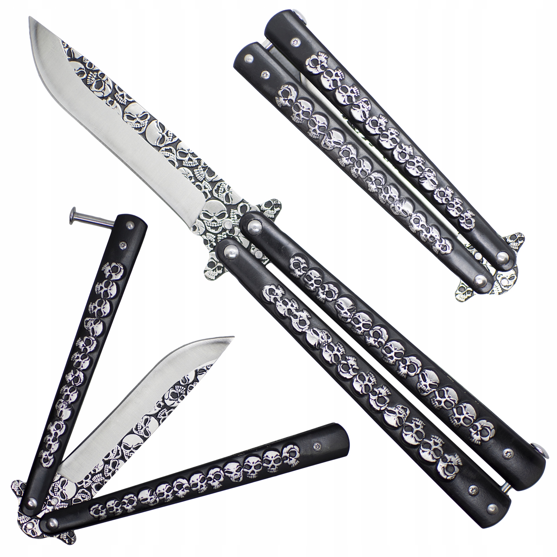 

Nóż Składany Motylkowy Motylek Skulls Balisong