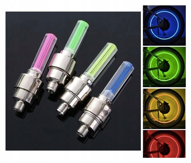 WENTYLE ŚWIECĄCE ROWEROWE NA KOŁO 2 SZTUKI RÓŻOWE Model Wentyl LED