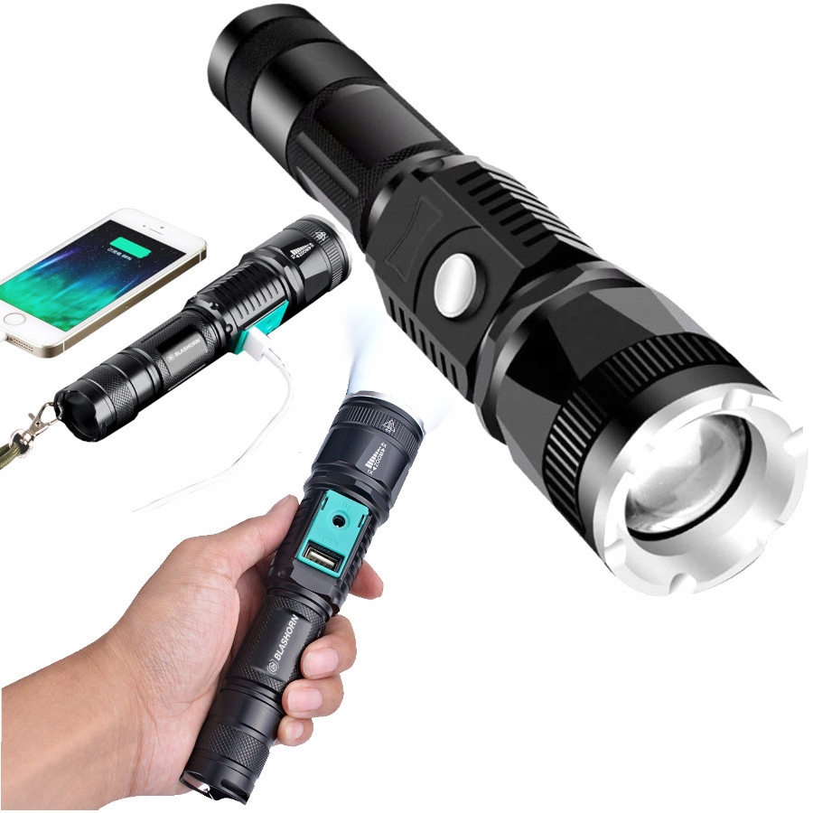

Latarka Led Mocna Zoom Cree akumulatorowa taktyczn
