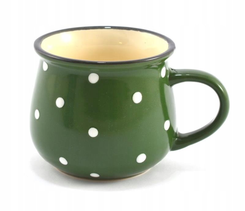 

Kubek Beczułka Zielony W Kropki Baniasty 230 ML