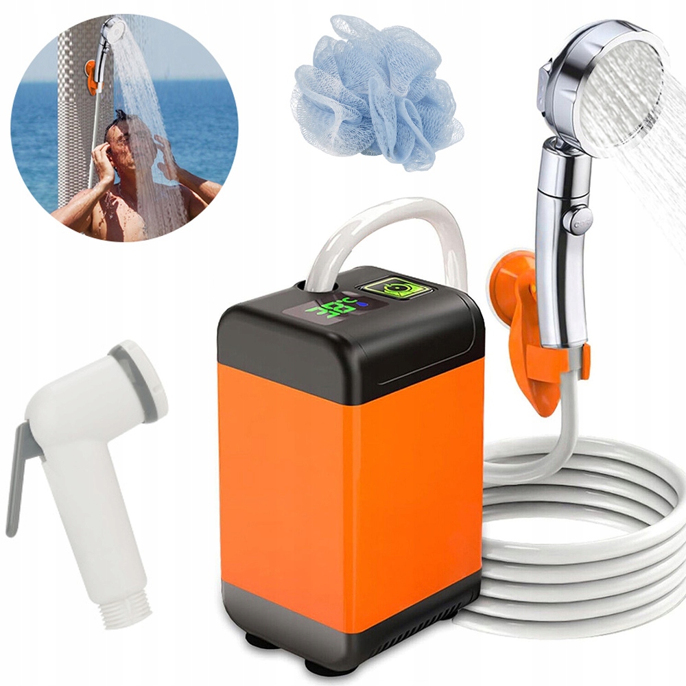 Přenosná Sprcha 6000 Mah S Ukazatelem Teploty, 3 Režimy Pro Kempování V Domácnosti