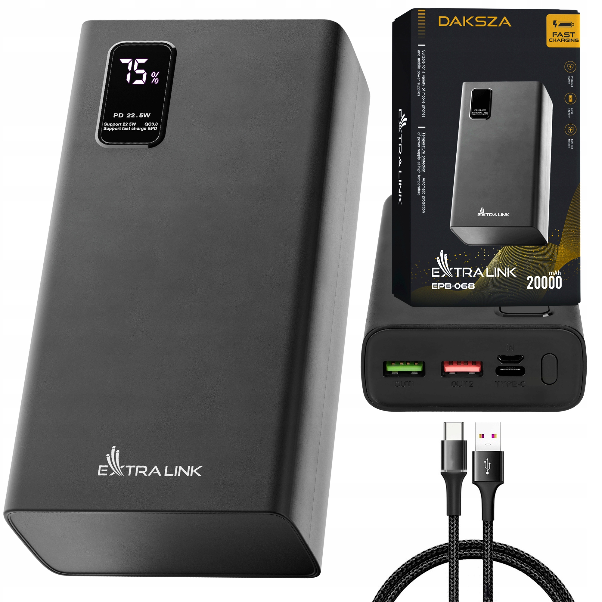 

Powerbank 20000mAh Fast Charging Szybkie Ładowanie