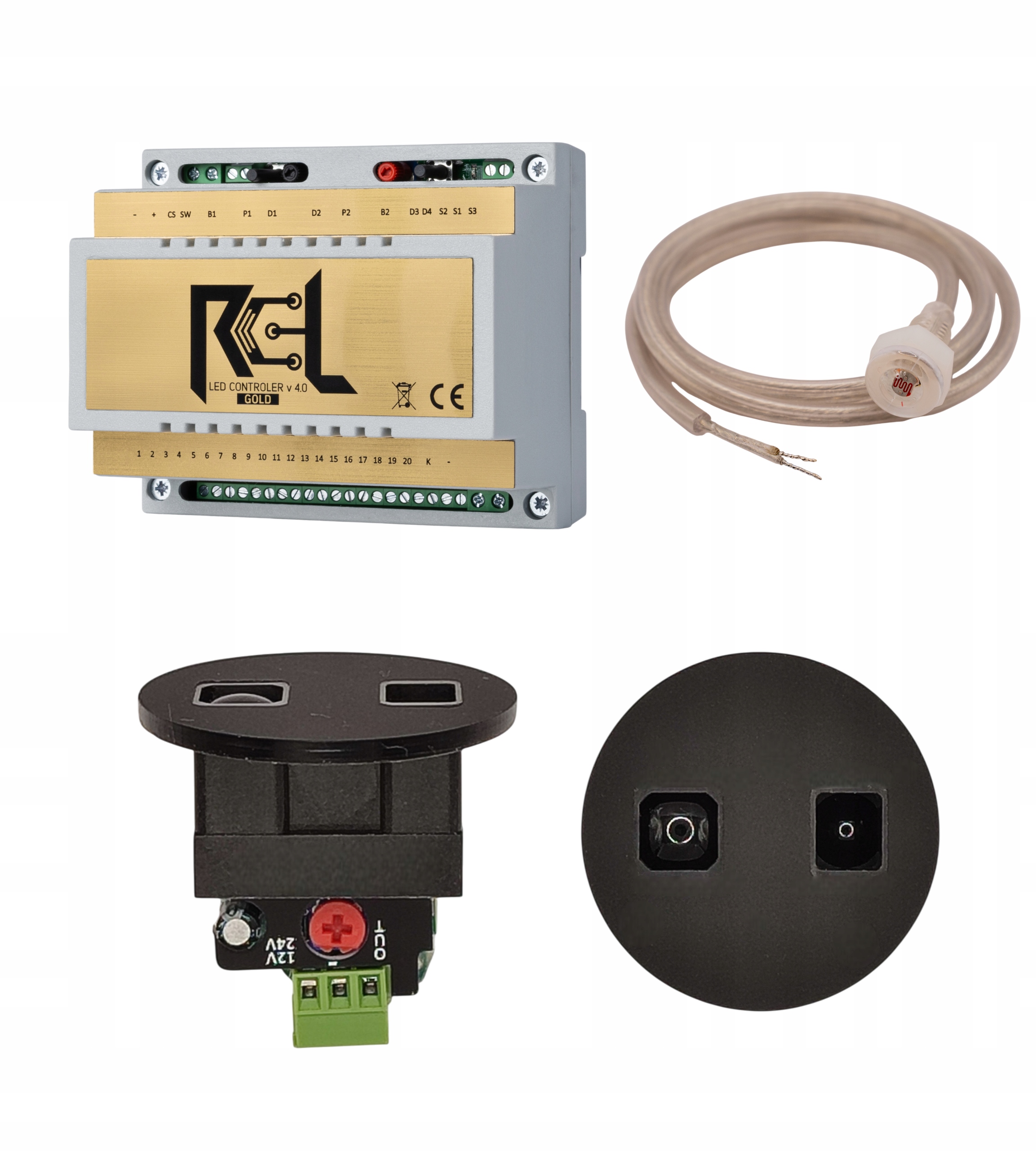 Sada schodiskového ovládača Rcl-led Gold, laserový senzor GP_1_SMALL_BLACK
