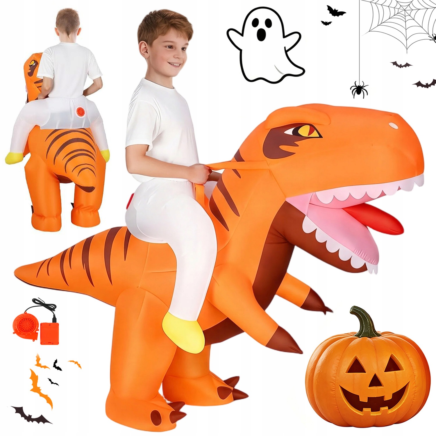 Halloweenský Nafukovací Kostým Dinosaurus T-rex Převlek Kostým Do 120-150 CM