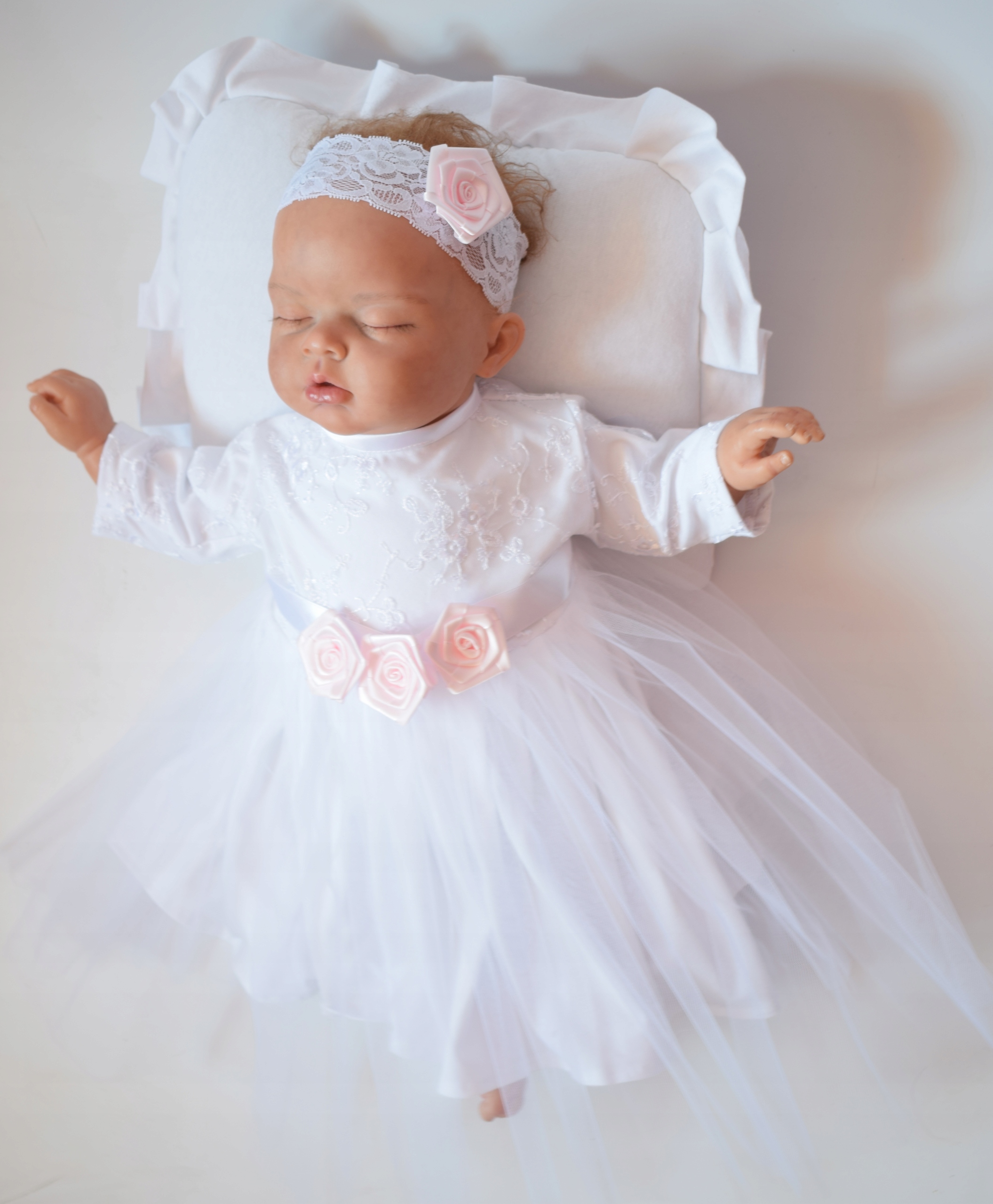 SUKIENKA Bawełniana OPASKA KORONKA CHRZEST 56-62 Rozmiar 62