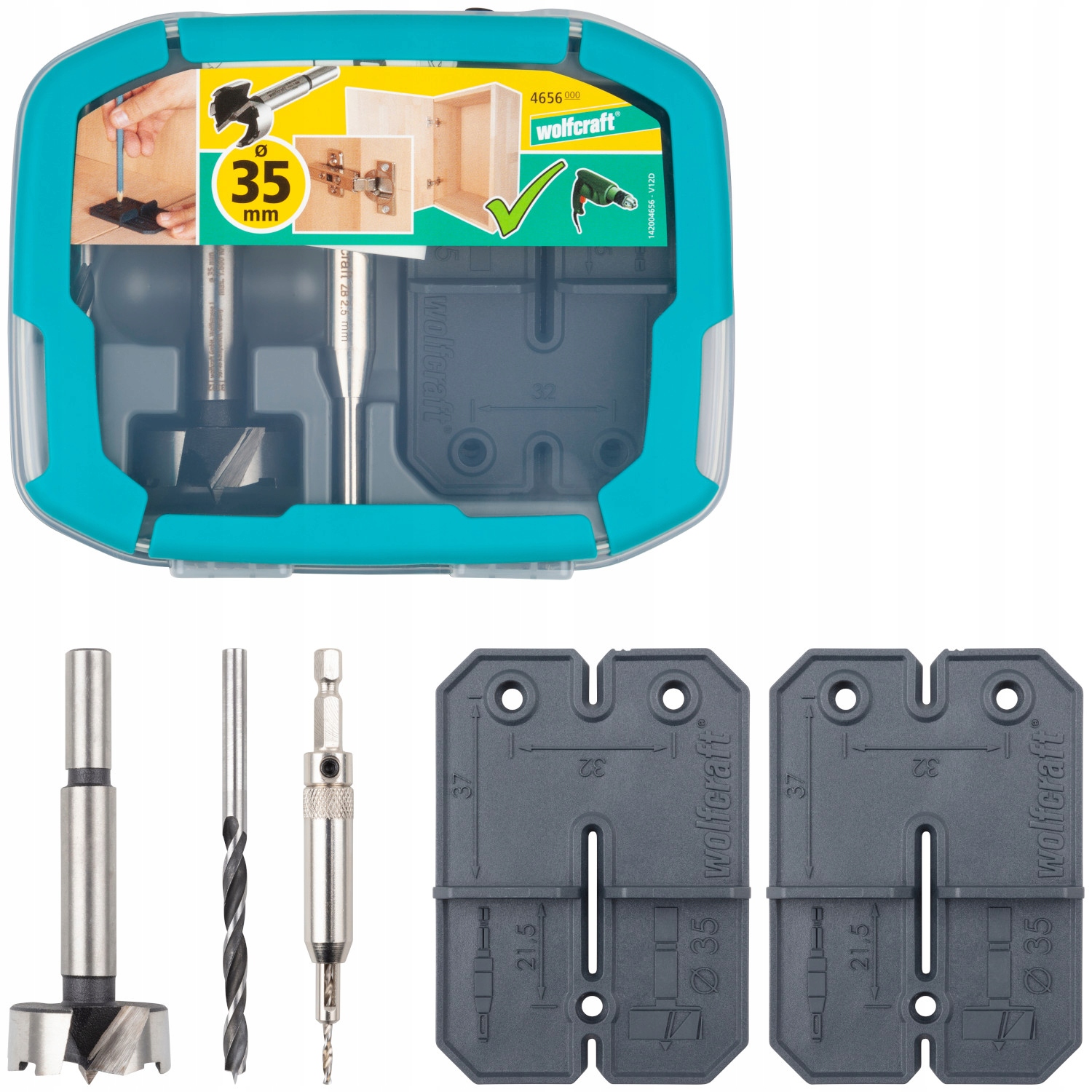 Wolfcraft Szablon do zawiasów puszkowych meblowych 35mm zestaw 5szt 4656000